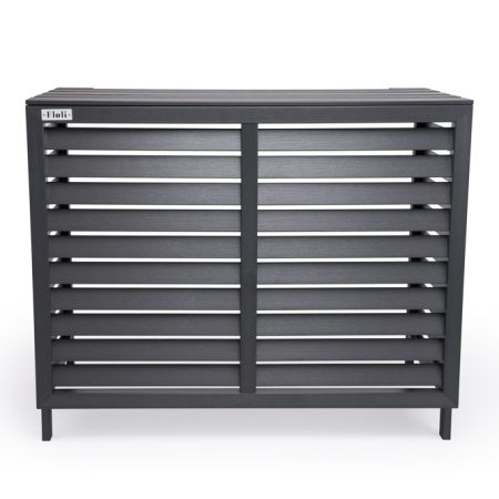 Floli Kunststof Airco Cover Buitenunit Omkasting Houtlook Zwart (one size)