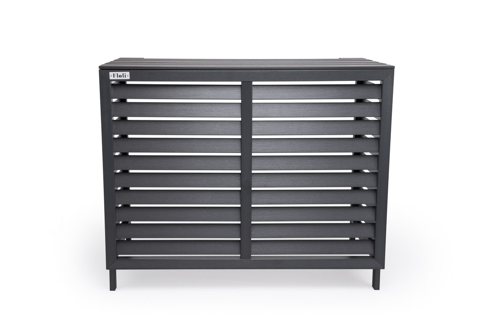 Floli Kunststof Airco Cover Buitenunit Omkasting Houtlook Grijs (one size)