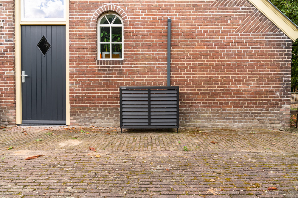 Floli Kunststof Airco Cover Buitenunit Omkasting Houtlook Grijs (one size) - Afbeelding 4