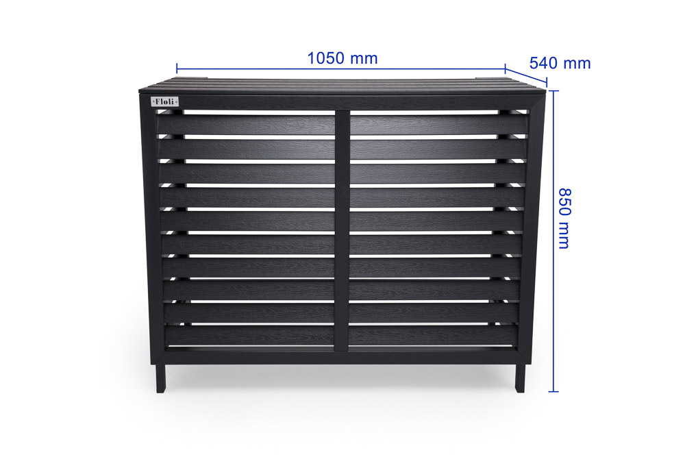 Floli Kunststof Airco Cover Buitenunit Omkasting Houtlook Zwart (one size) - Afbeelding 3