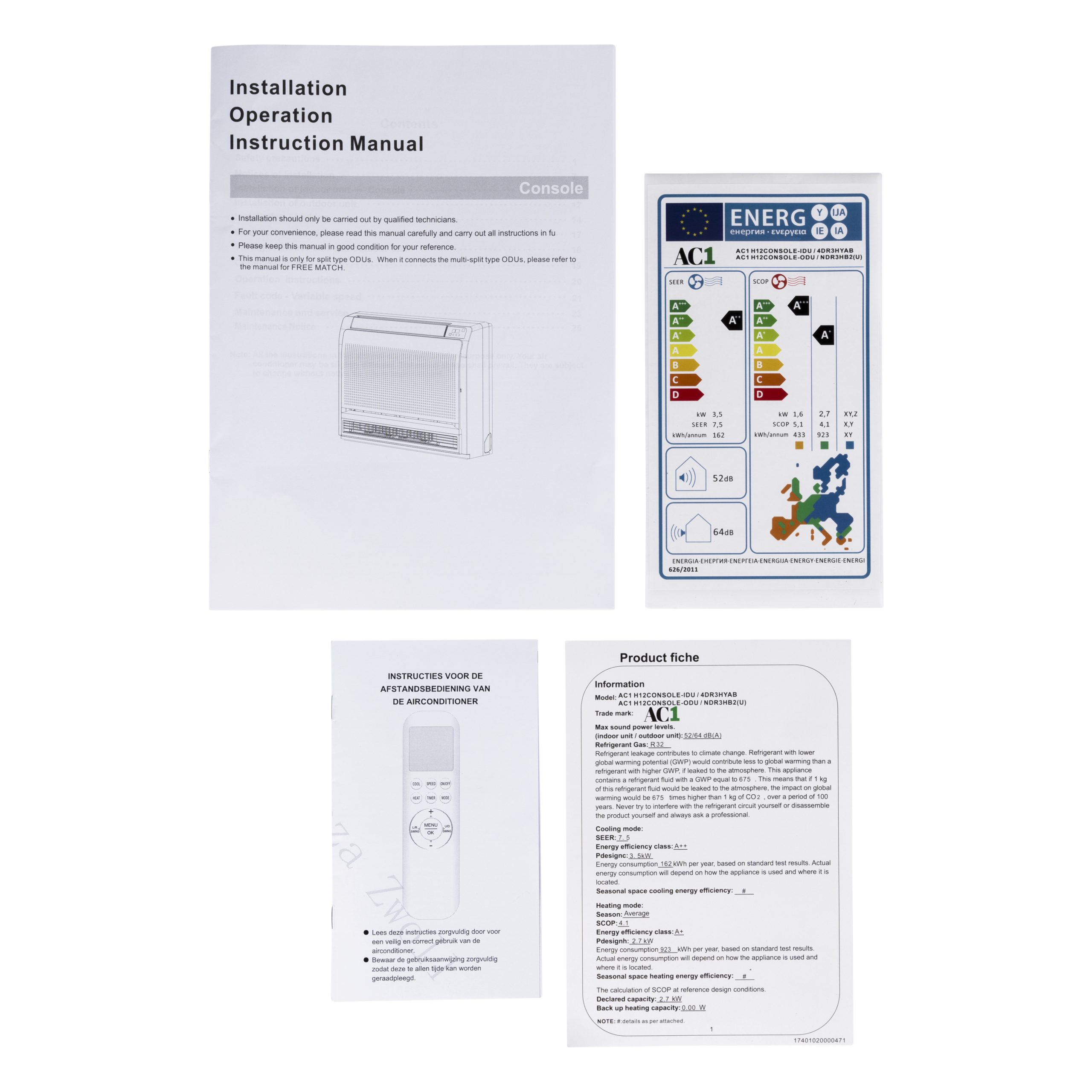 AC1 COMFORT PLUS 12 Wand Vloerconsole 3.5kW/12000Btu COOL&HEAT + WiFi - Afbeelding 12