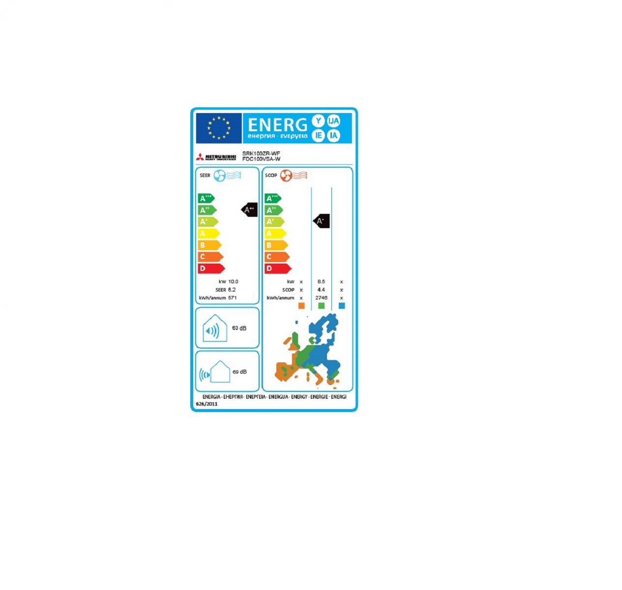 Mitsubishi Heavy Industries 10kW SRK100ZR-WF / FDC100VNP-W 230Volt R32 COOL&HEAT - Afbeelding 2