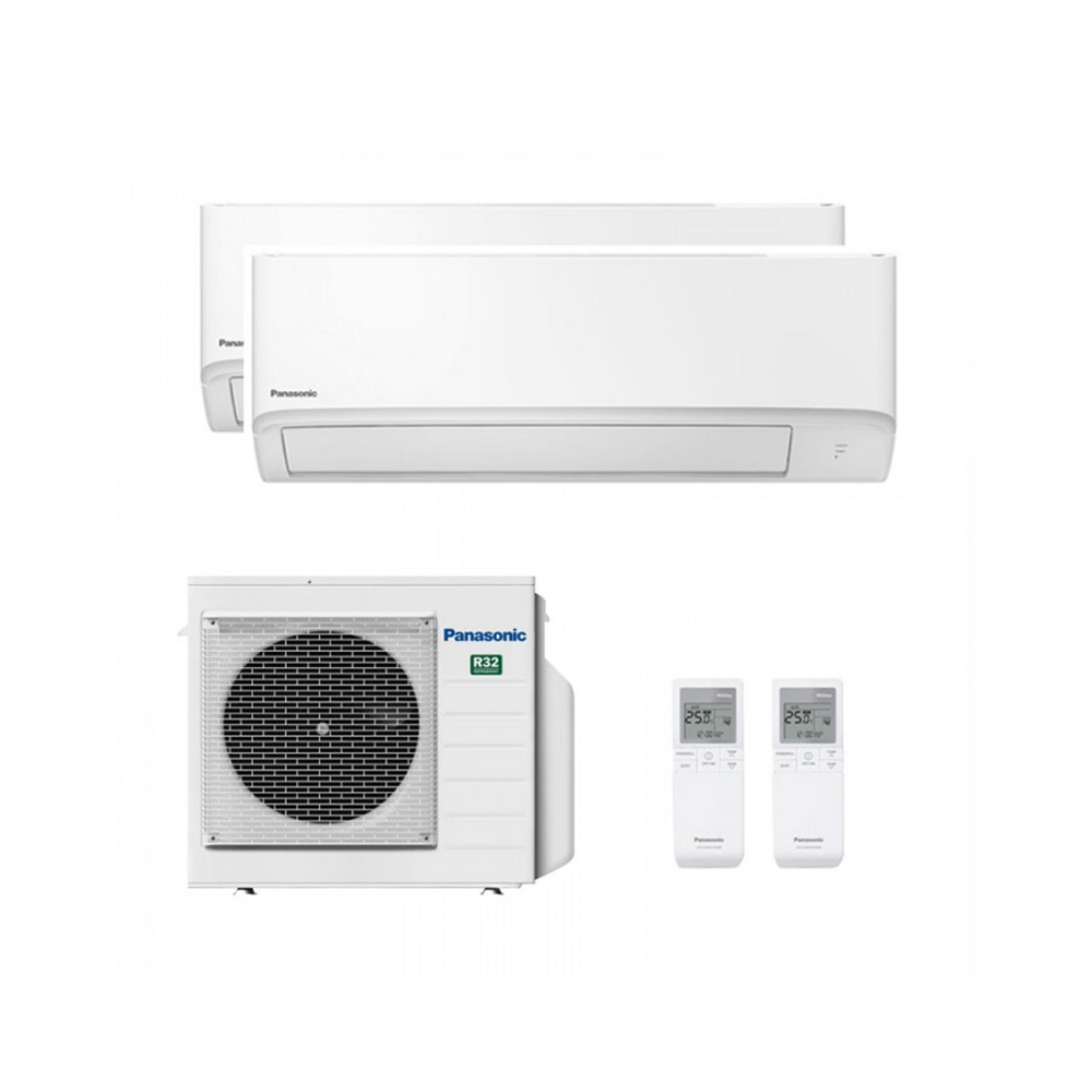 Panasonic Duo 5.0kW/18000Btu & 2 x2.5kW Binnenunit ZKEW COMPACTO A++ inclusief WiFi