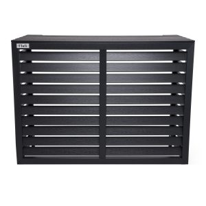 Kunststof Airco Cover Buitenunit Omkasting Houtlook Zwart Wandmontage  (one size)