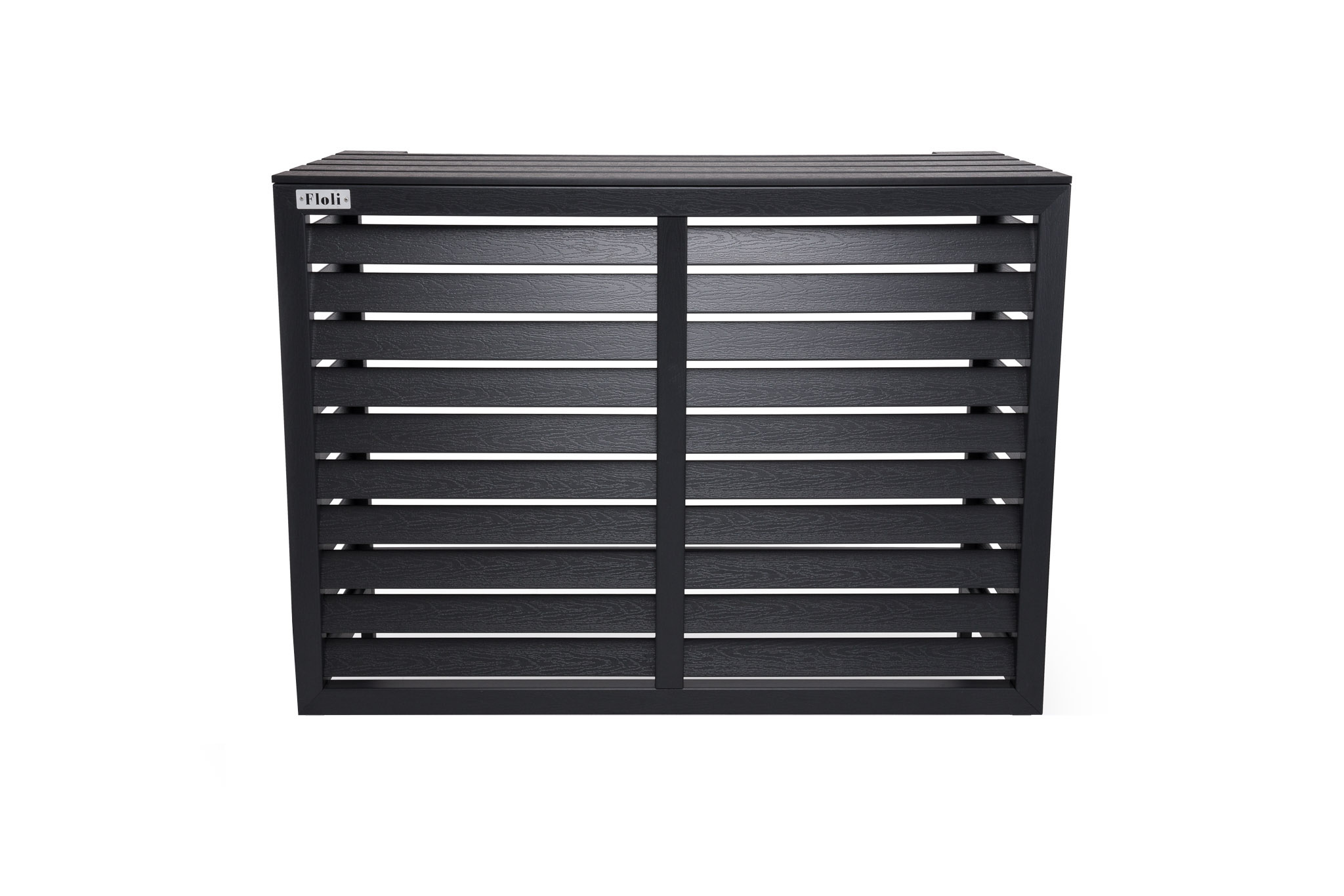 Kunststof Airco Cover Buitenunit Omkasting Houtlook Zwart Wandmontage (one size)