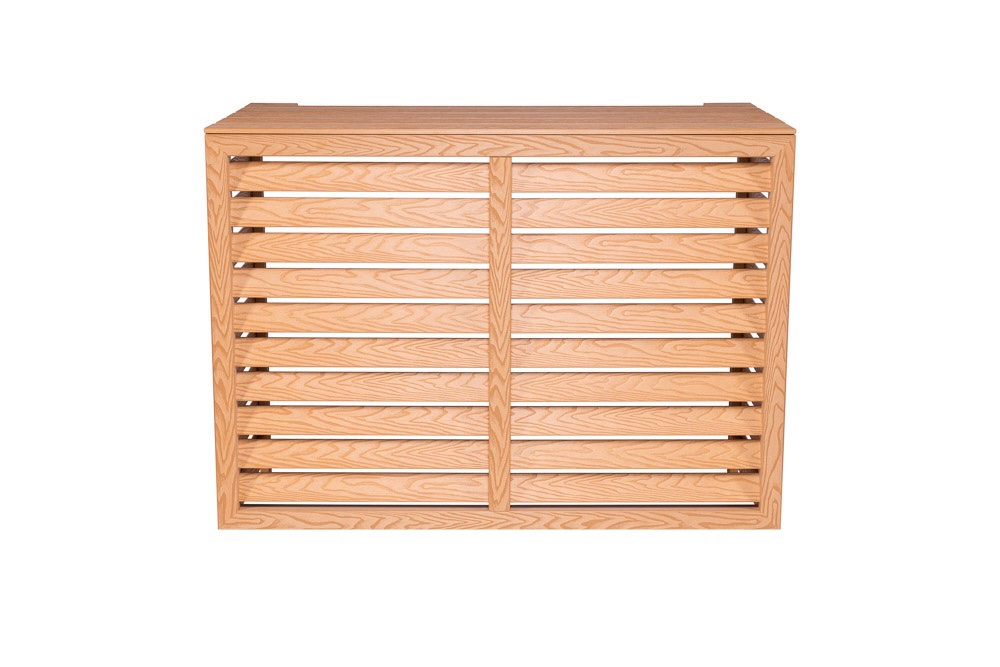 Kunststof Airco Cover Buitenunit Omkasting Teak Houtlook Wandmontage
