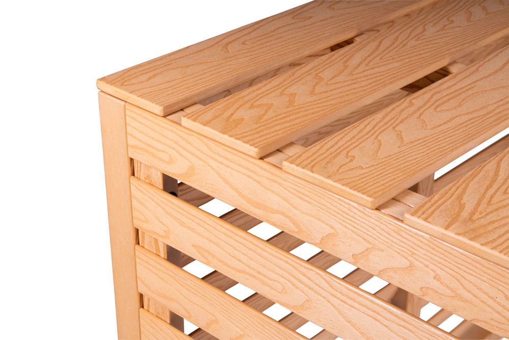 Kunststof Airco Cover Buitenunit Omkasting Teak Houtlook Wandmontage - Afbeelding 3